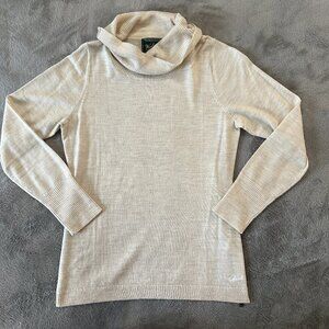 *flaw* Woolrich 100% Merino Wool Turtleneck Sweater Women's MEDIUM Cream